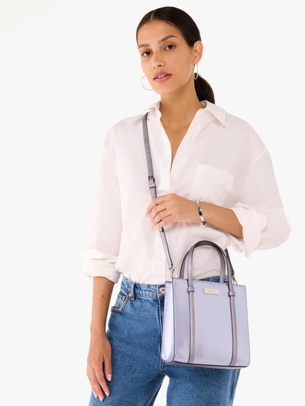 Structured Crossbody Tote Bag in Light Lavender